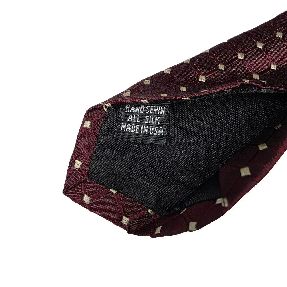 Jos A Bank Executive Collection Silk Tie Red Geometric Polka Dot Neck Tie